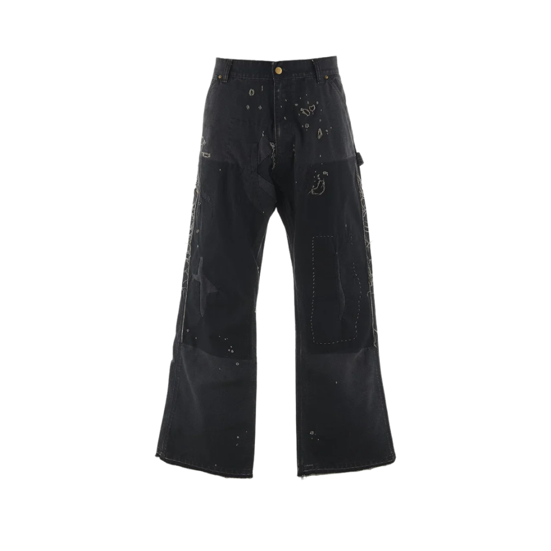 YS1-0000-067 Saint Mxxxxxx Double Knee Duck Pants Black - 24FW