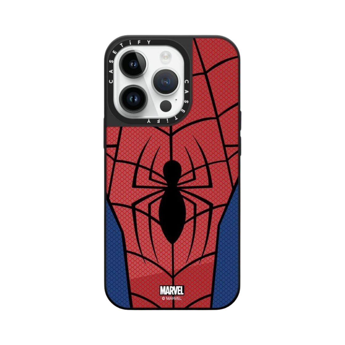 케이스티파이 x 마블 아이폰 스파이더맨 수트 맥세이프 미러 케이스 실버 미러 블랙 범퍼(Casetify x Marvel iPhone Spider-Man Suit Magsafe Mirror Case Silver Mirror Black Bumper) - 1