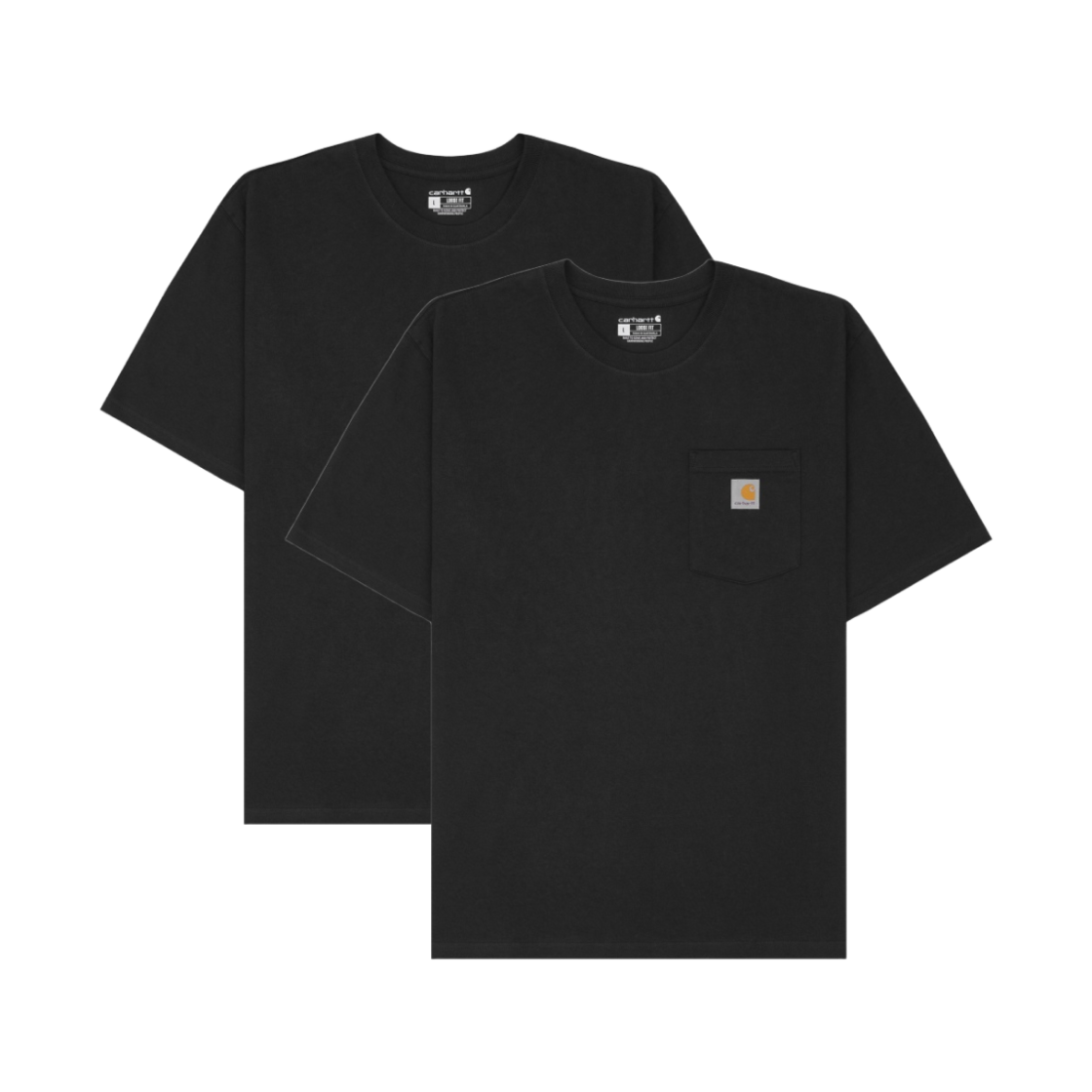 K87-BLK Carhartt Loose Fit Heavyweight Regular Short Sleeve Pocket T-Shirt Black (Bundle of 2)