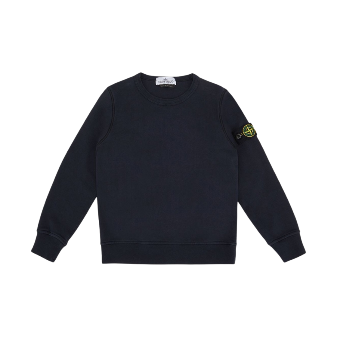 781661340-V0020 (Kids) Stone Island 61340 Cotton Fleece Crewneck Sweatshirt Navy Blue - 23SS
