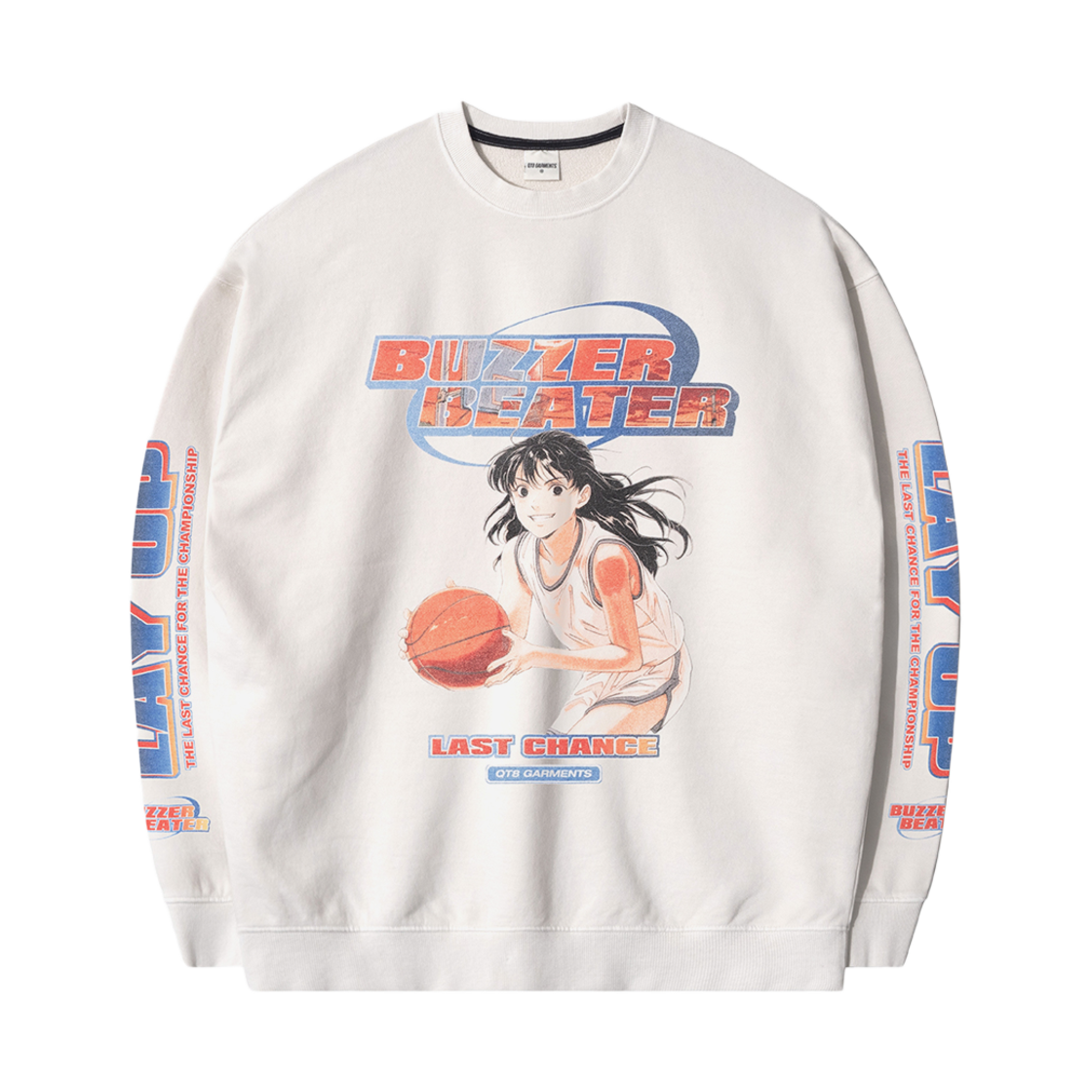 Q4AMMM003ECR QT8 GARMENTS Buzzer Beater Vintage Washed Sweatshirt Ecru