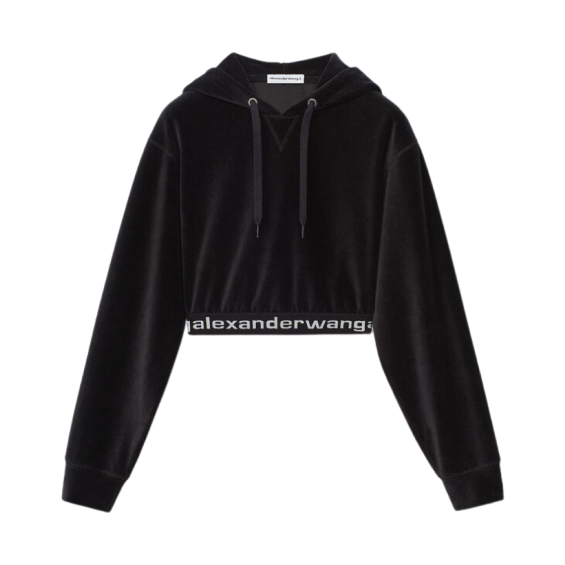(W) 알렉산더 왕 스트레치 코듀로이 롱슬리브 후드 블랙((W) Alexander Wang Long Sleeve Hoodie in Stretch Corduroy Black)