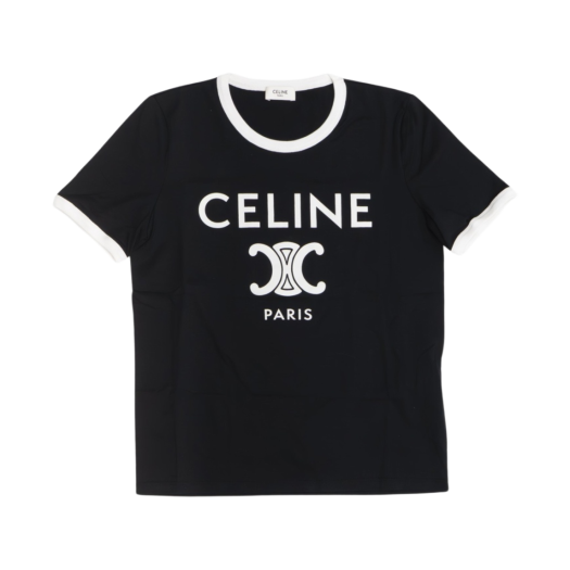 (W) Celine Paris T-Shirt in Cotton Jersey Black White