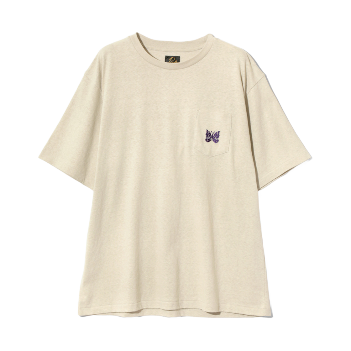 니들스 숏슬리브 빠삐용 EMB. 포켓 티셔츠 코튼 저지 오트밀(Needles S/S Papillon EMB. Pocket T-Shirt Cotton Jersey Oatmeal)