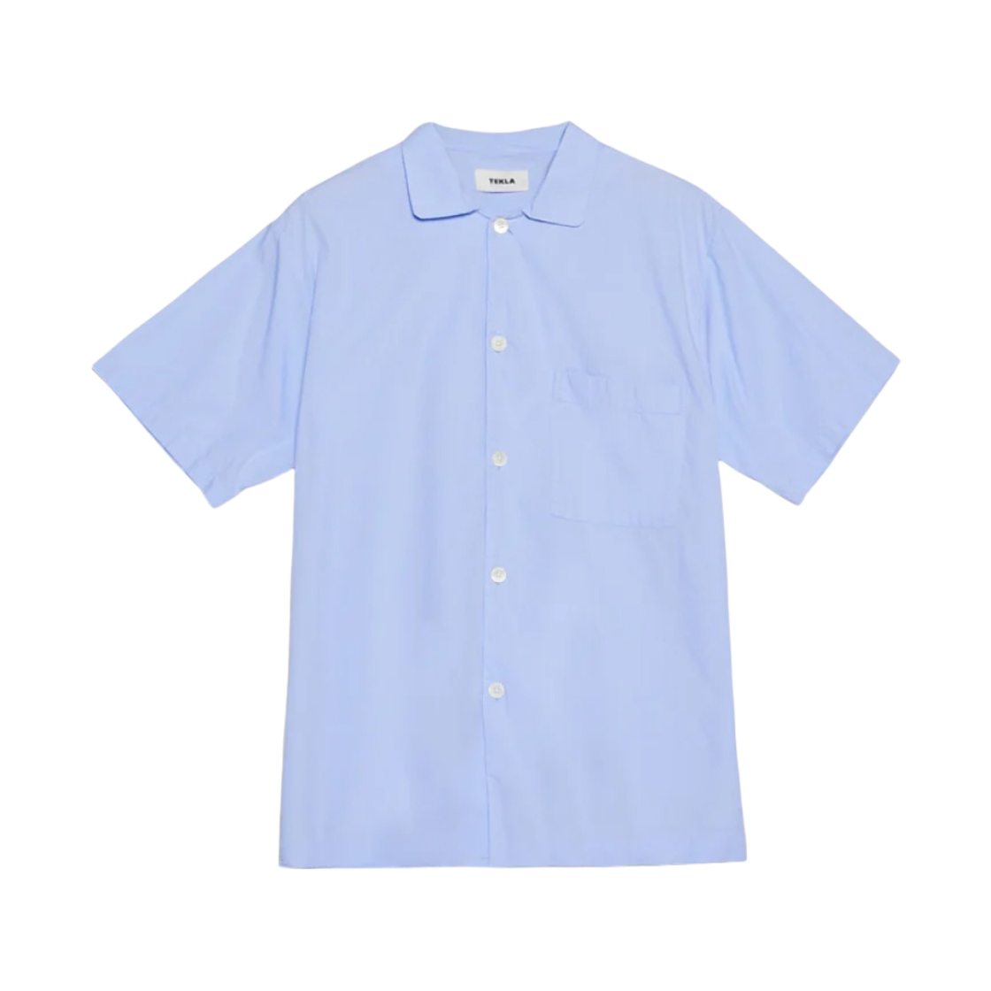 테클라 포플린 슬립웨어 숏슬리브 셔츠 셔츠 블루(Tekla Poplin Sleepwear Short Sleeved Shirt Shirt Blue)