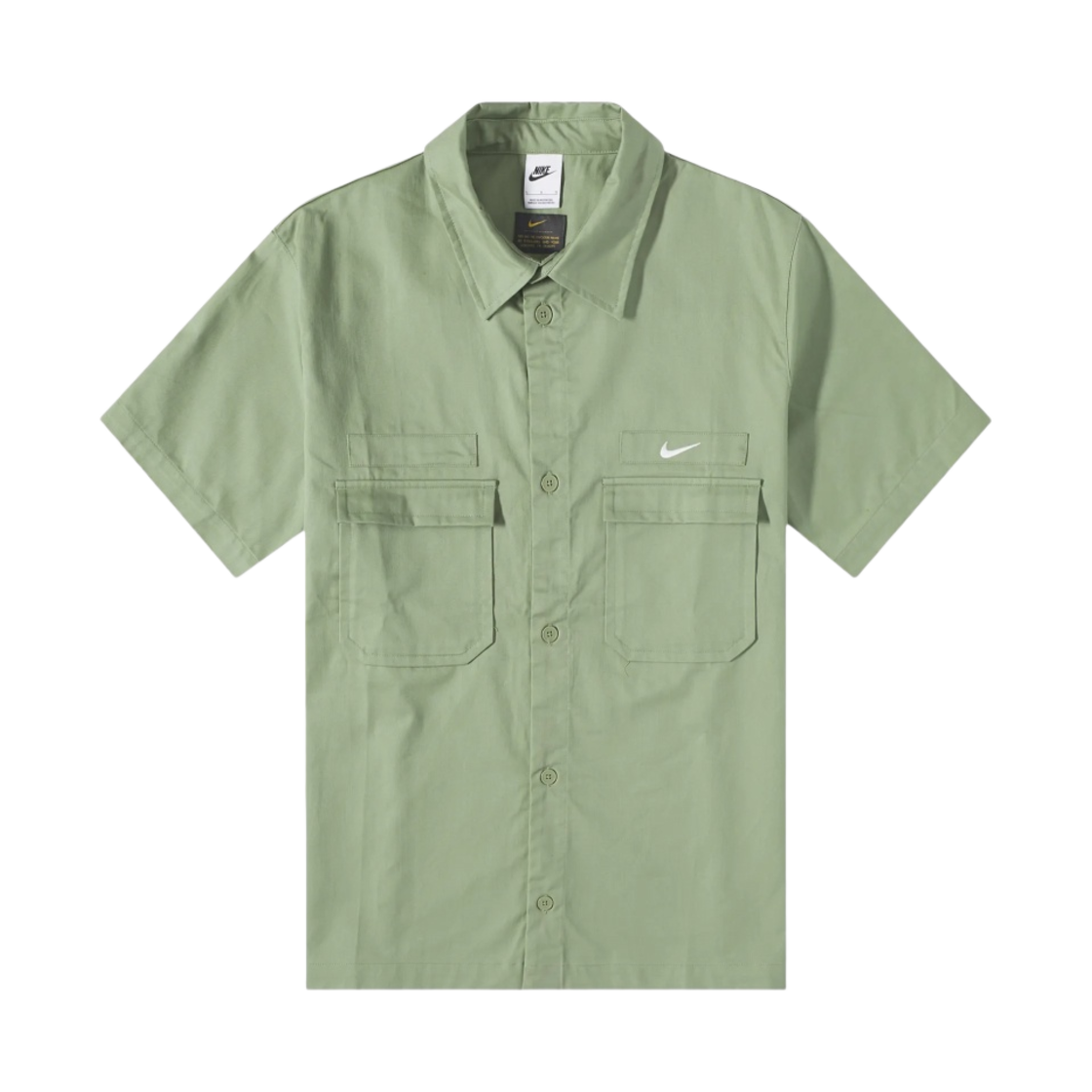DX3340-386 Nike Life Woven Military Short Sleeve Button Down Shirt Green - US/EU