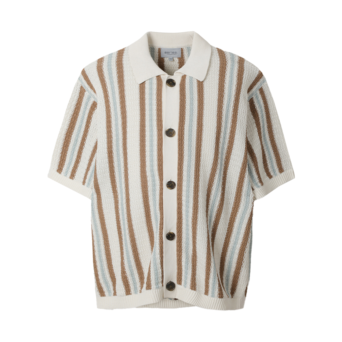 시리즈 페이퍼 얀 패턴 루즈 핏 하프 슬리브 가디건 아이보리(Series Paper Yarn Pattern Loose Fit Half Sleeve Cardigan Ivory) - 1