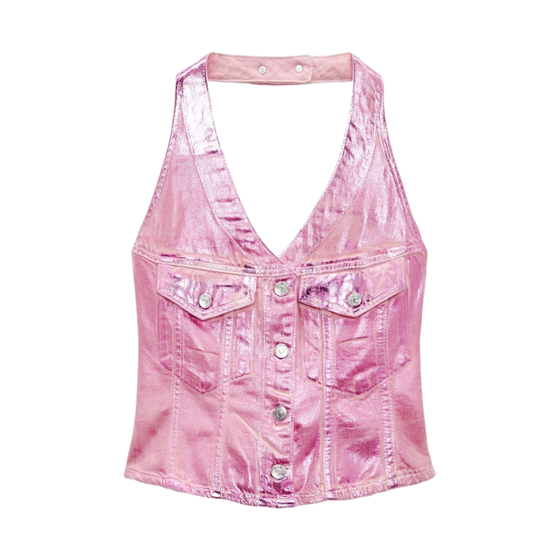 (W) 자라 x 바비 더 무비 워너 브라더스 홀터 탑 핑크