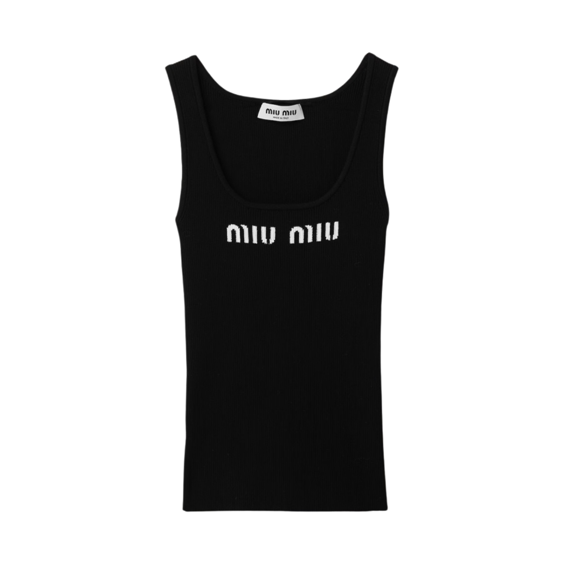(W) 미우 미우 비스코스 탱크 탑 블랙((W) Miu Miu Viscose Tank Top Black) - 1