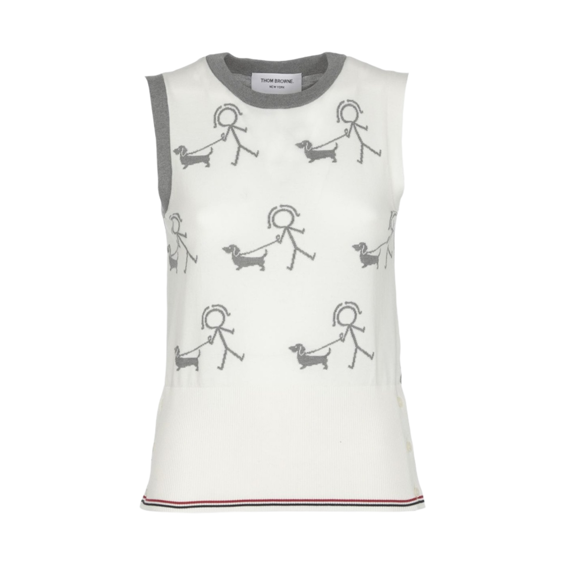 (W) 톰브라운 펀믹스 미세스 톰 워킹 헥터 하프 드롭 쉘 탑 시즈널 멀티컬러((W) Thom Browne Fun-Mix Mrs. Thom Walking Hector Half Drop Shell Top Seasonal Multicolor) - 1