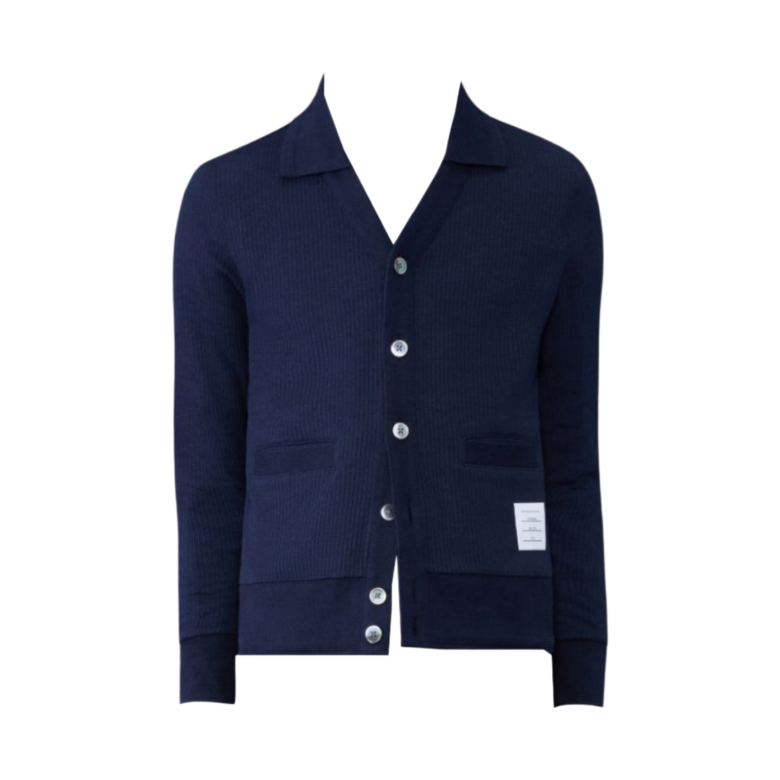 톰브라운 써멀 립 폴로 가디건 네이비(Thom Browne Thermal Rib Polo Cardigan Navy)