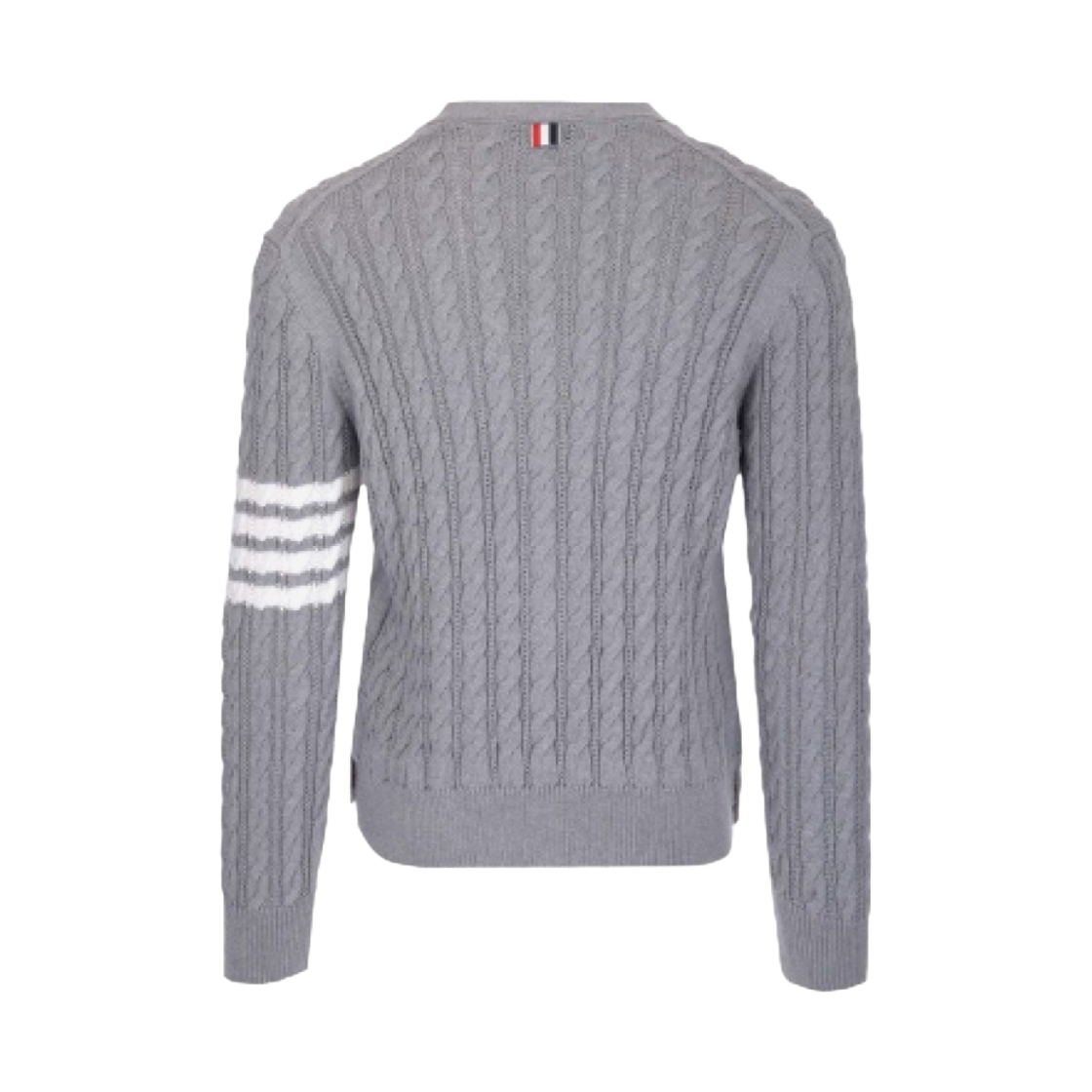 톰브라운 코튼 사선 케이블 니트 브이넥 가디건 라이트 그레이(Thom Browne Cotton 4-Bar Cable Knit V-Neck Cardigan Light Grey) - 2