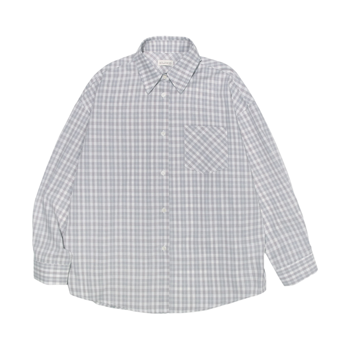 키지코 세미 오버핏 체크셔츠 그레이(KIJIKO Semi Overfit Check Shirt Gray)