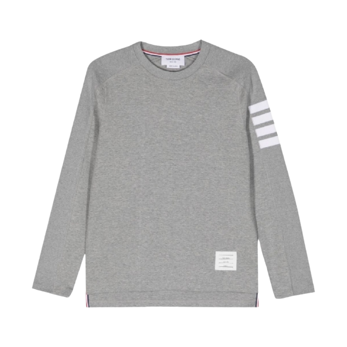 MJS245A-07323-055 Thom Browne Cotton 4-Bar Striped T-Shirt Light Grey