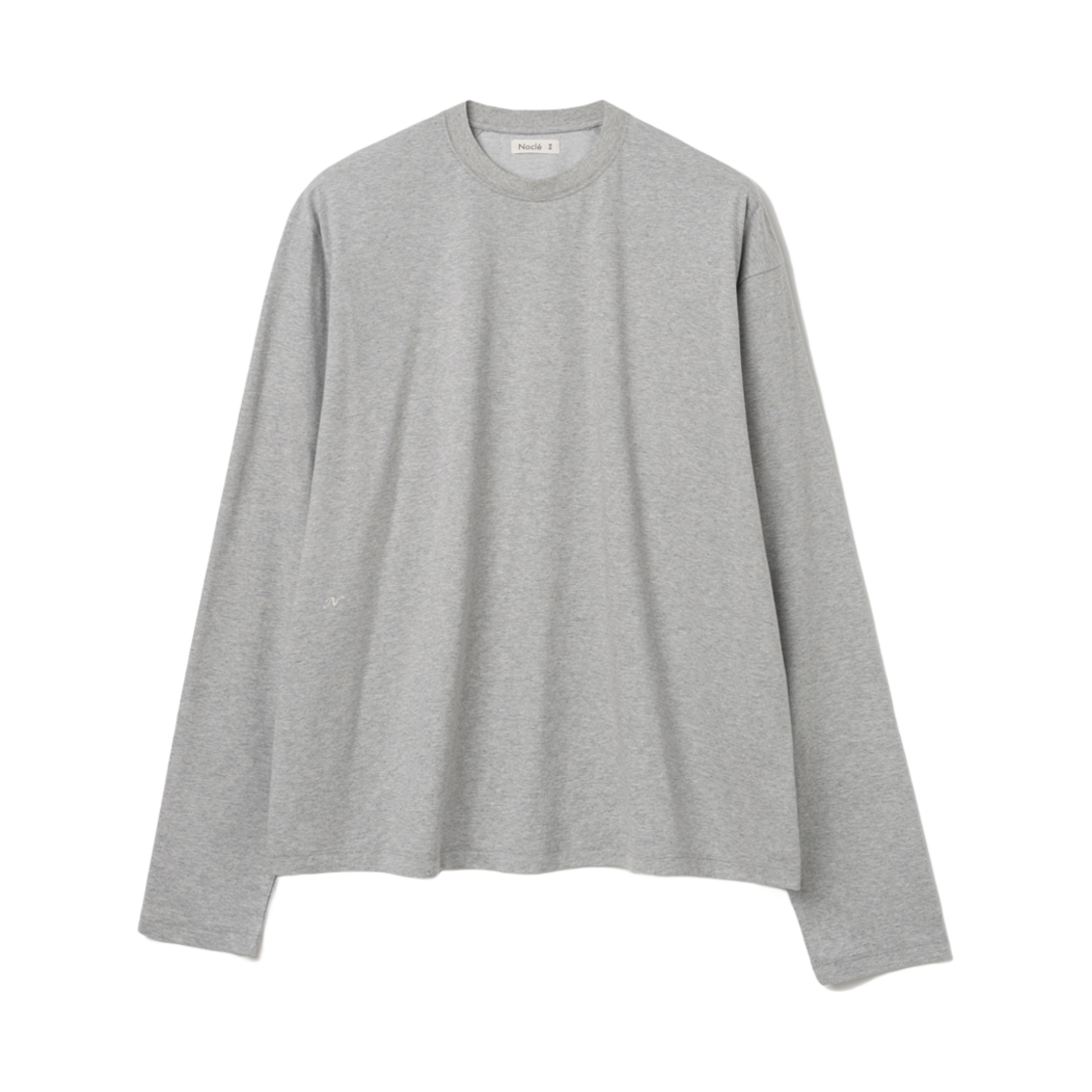 노클 언밸런스 롱 슬리브 티 그레이