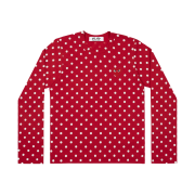 Play Comme des Garcons Red Heart Dots Long Sleeve Red White
