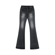 (W) Bohemian Seoul Front Pocket Boots Cut Denim Pants Gray