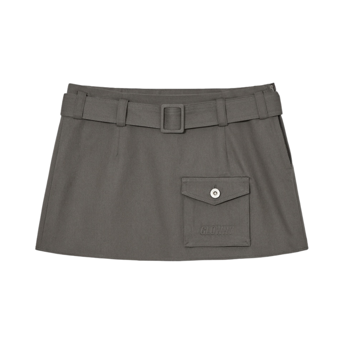- (W) Glowny Milly Belted Pocket Skirt Gray