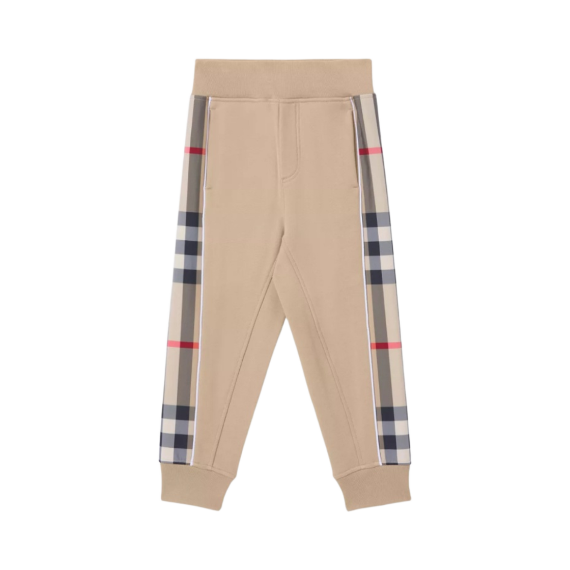 8054036 (Kids) Burberry Check Panel Cotton Jogging Pants Archive Beige
