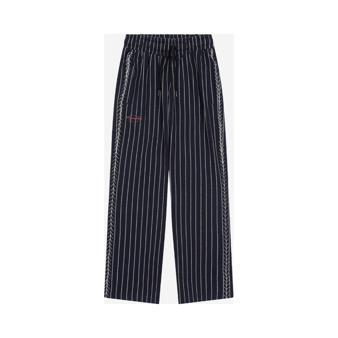 E01PT04NV Problemallways Baseball Stripe Sweatpants Navy