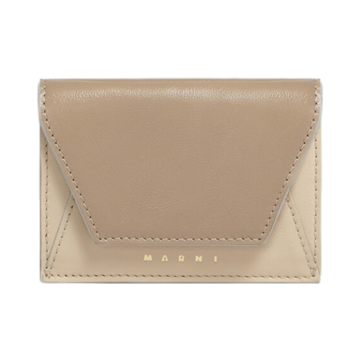 Marni Leather Tri-Fold Wallet Greygreen Oldlace
