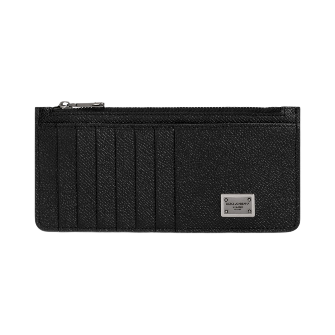 BP2172-AG219-80999 Dolce & Gabbana Calfskin Vertical Card Holder with Logo Tag Black