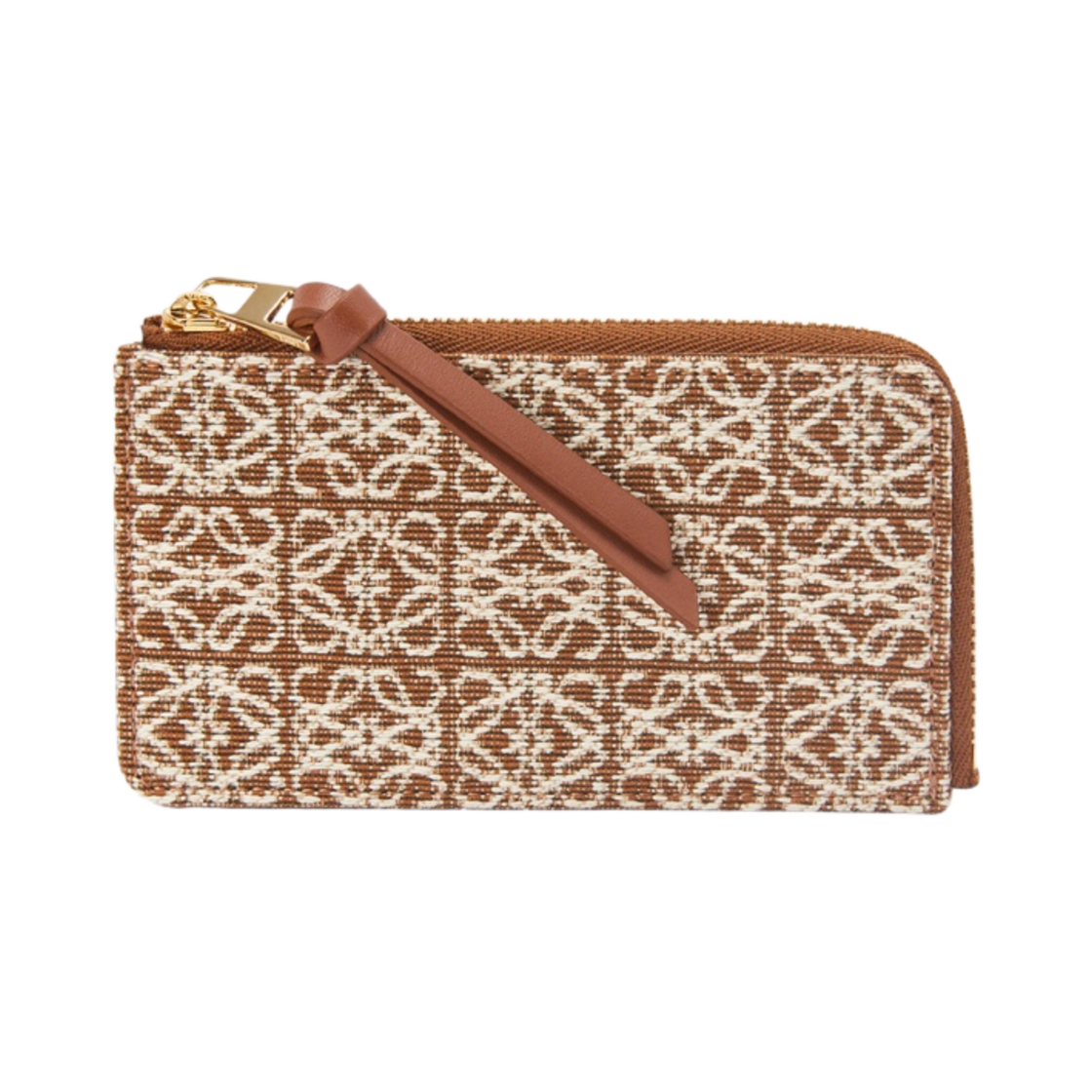 로에베 코인 카드 홀더 자카드 카프스킨 탄 피칸(Loewe Coin Card Holder in Jacquard and Calfskin Tan Pecan) - 1