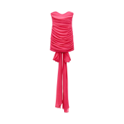 (W) Zara x Barbie Mattel Draped Dress Pink