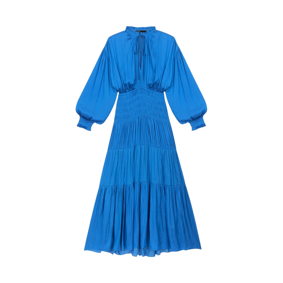 (W) 마쥬 롱 사티니 드레스 블루((W) Maje Long Satiny Dress Blue)