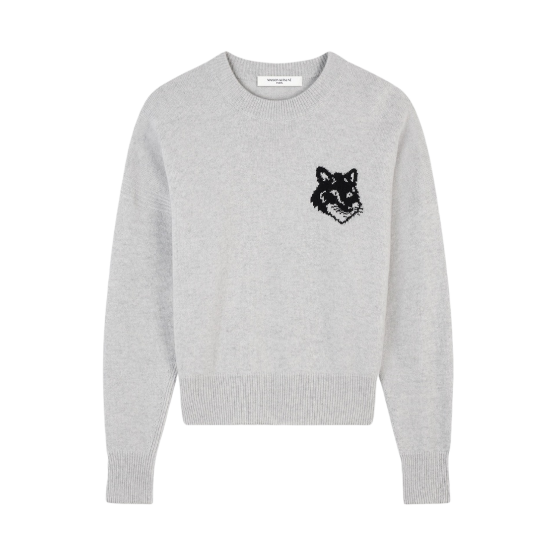 LW00815KT1063-H120 (W) Maison Kitsune Fox Head Intarsia Comfort Jumper Light Grey Melange