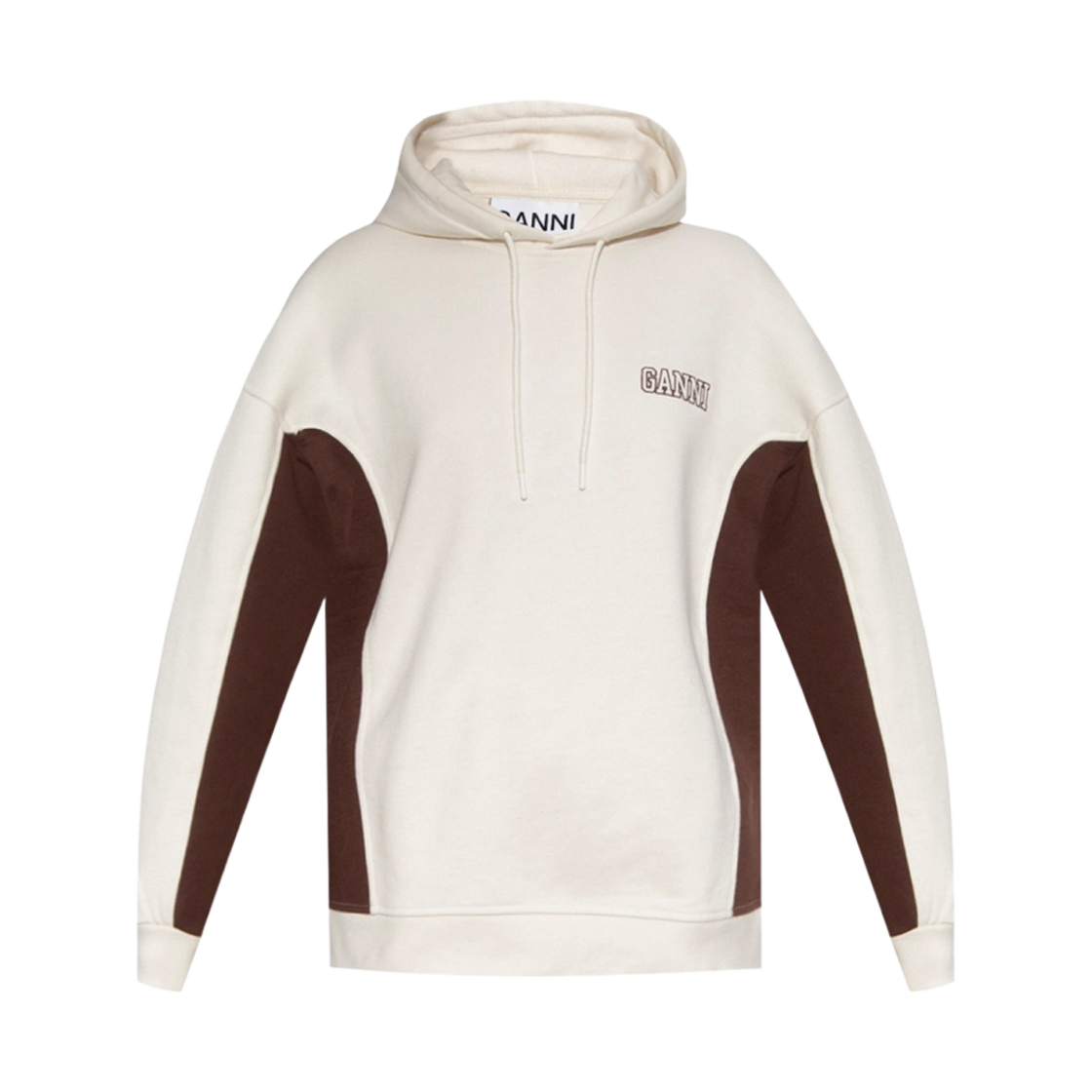 (W) 가니 로고 자수 컬러 블록 후드 에그렛((W) Ganni Logo Embroidered Color Block Hoodie Egret)