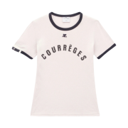(W) Courreges Buckle Contrast Printed T-Shirt Lime Stone Black