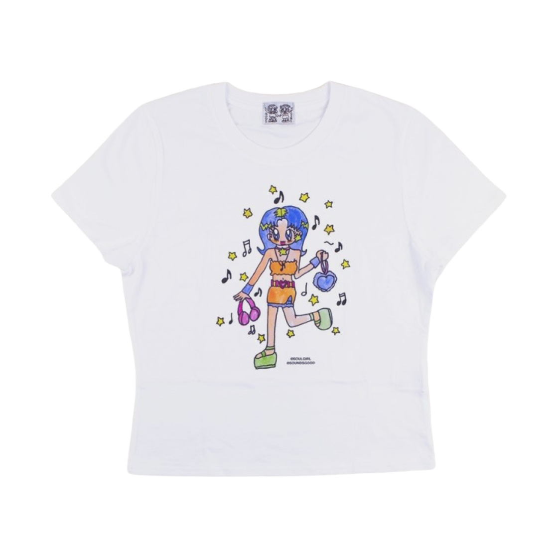 (W) 소울푸시캣 소울걸 러브 뮤직 티셔츠 No. 1 화이트((W) Soulpussycat Soulgirl Loves Music T-Shirt No. 1 White)