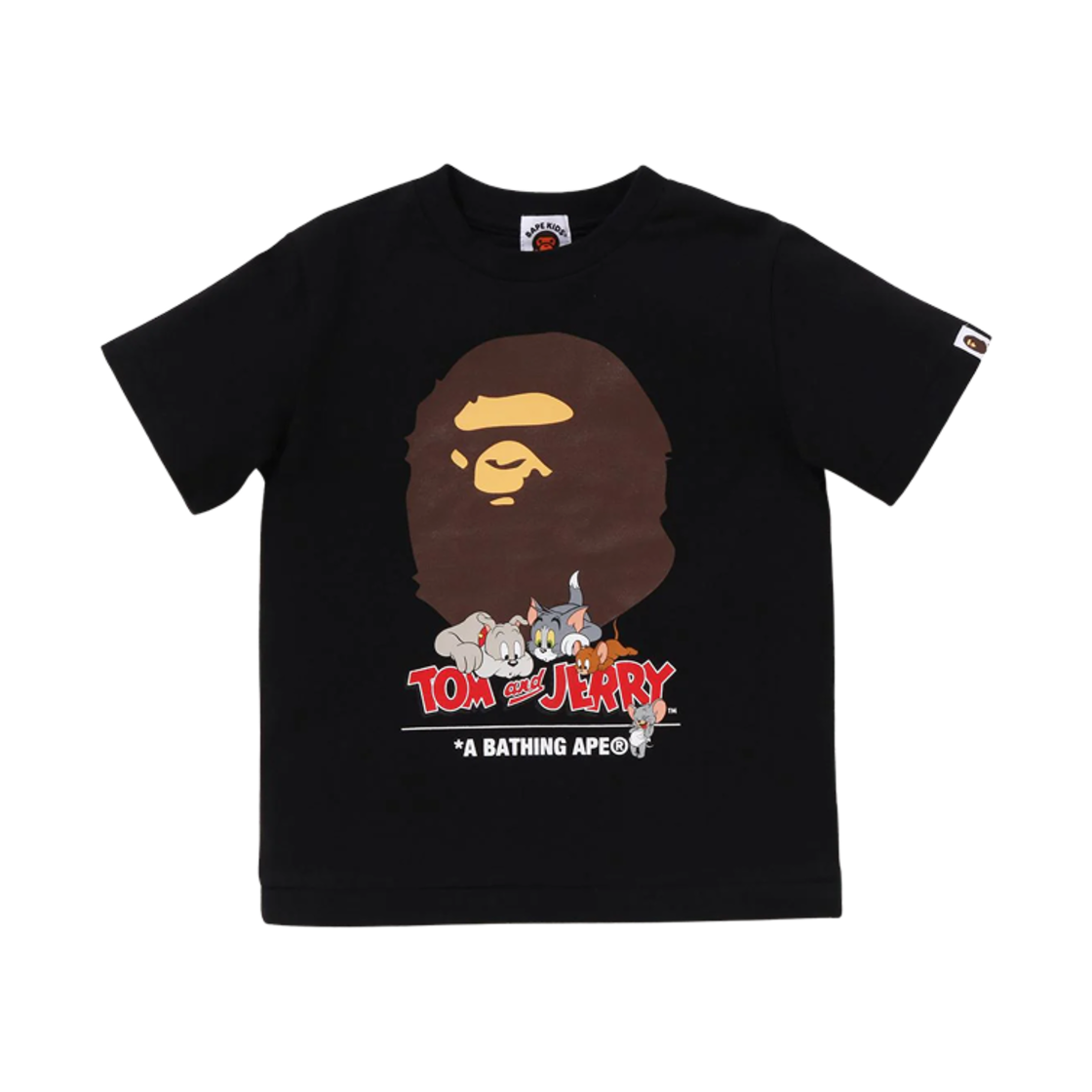 (키즈) 베이프 x 톰과 제리 85주년 에이프 헤드 티셔츠 #2 블랙((Kids) BAPE x Tom & Jerry 85th Anniversary Ape Head T-Shirt #2 Black)