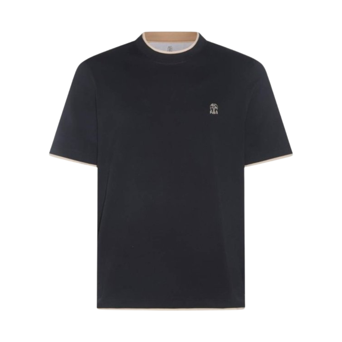 브루넬로 쿠치넬리 자수 로고 티셔츠 블랙(Brunello Cucinelli Embroidered Logo T-Shirt Black) - 1
