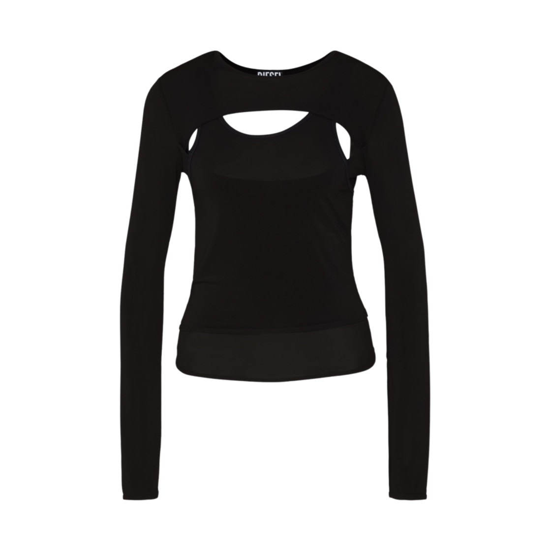 (W) 디젤 T-올레이 레이어 탑 블랙((W) Diesel T-Olay Layer Tops Black) - 1