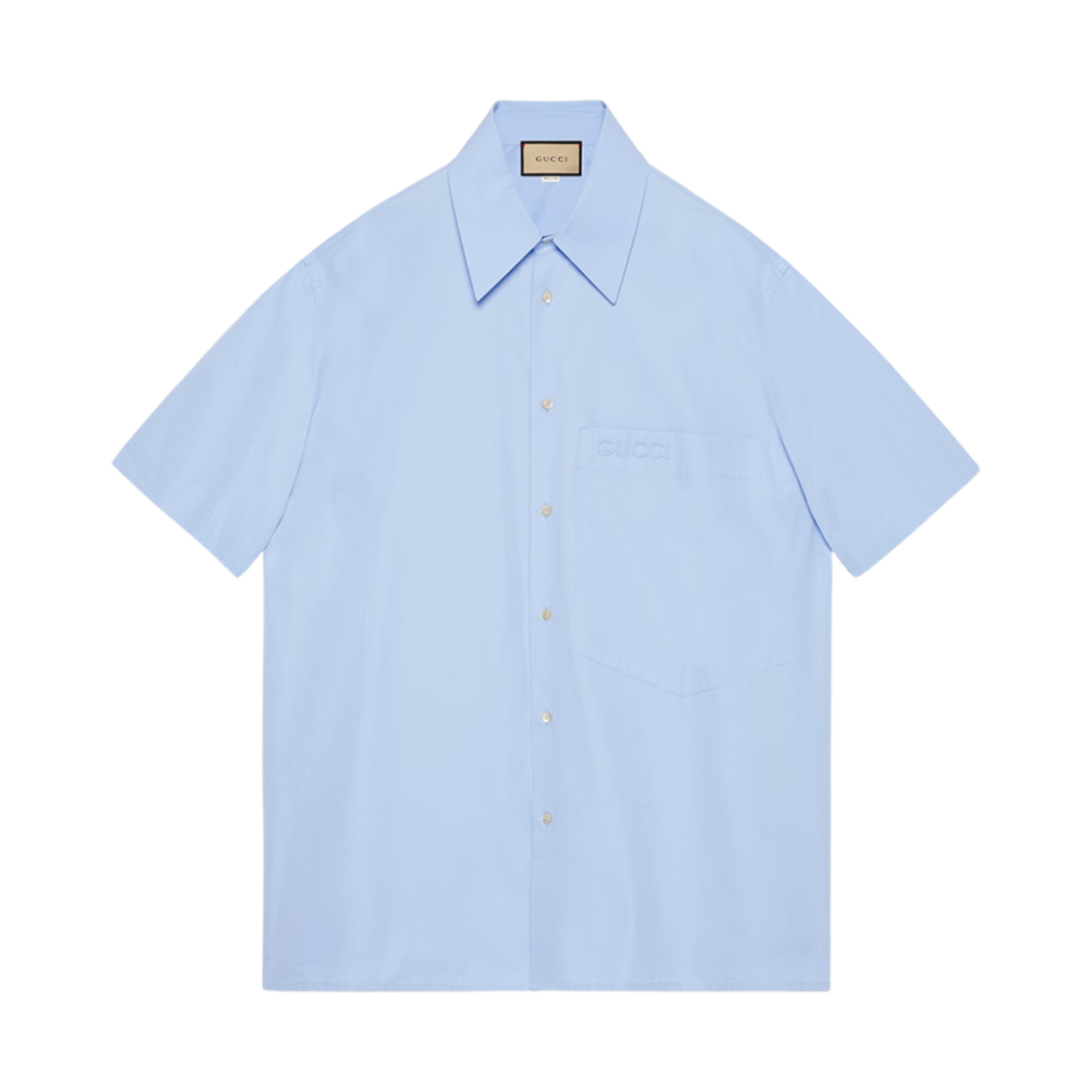 구찌 코튼 셔츠 자수 라이트 블루(Gucci Cotton Shirt with Embroidery Light Blue) - 1