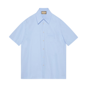 Gucci Cotton Shirt with Embroidery Light Blue