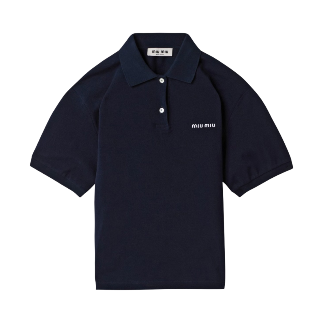 (W) 미우 미우 코튼 피케 폴로 셔츠 블루((W) Miu Miu Cotton Pique Polo Shirt Blue)