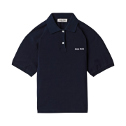 (W) Miu Miu Cotton Pique Polo Shirt Blue