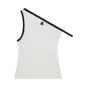(W) Courreges Asymetrical Contrast Tank Top Heritage White Black