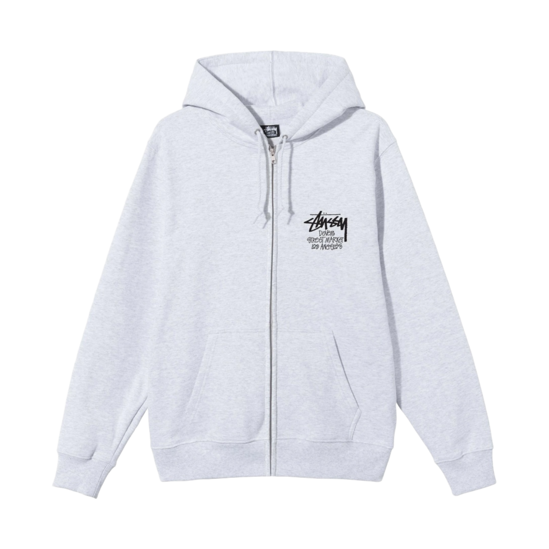 스투시 스탁 도버 스트리트 마켓 LA 후드 집업 애쉬 헤더 2021(Stussy Stock DSM Los Angeles Zip Hoodie Ash Heather 2021)