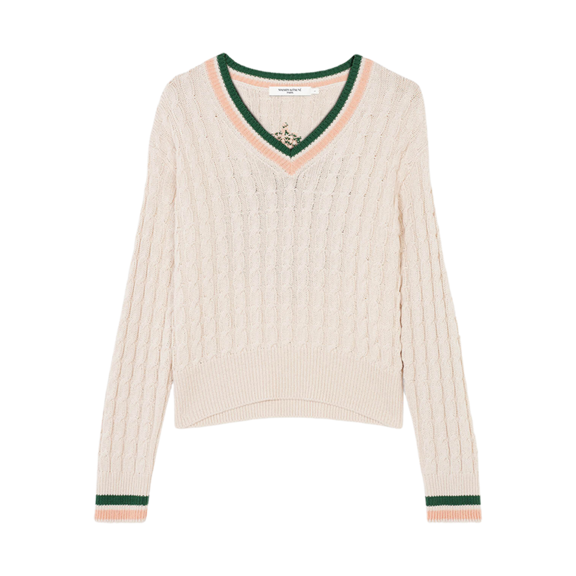 (W) 메종 키츠네 메종 키츠네 크레스트 케이블 점퍼 에크루((W) Maison Kitsune Maison Kitsune Crest Cable Jumper Ecru) - 1