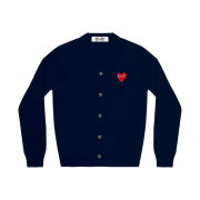 Play Comme des Garcons Knit Red Heart Cardigan Navy