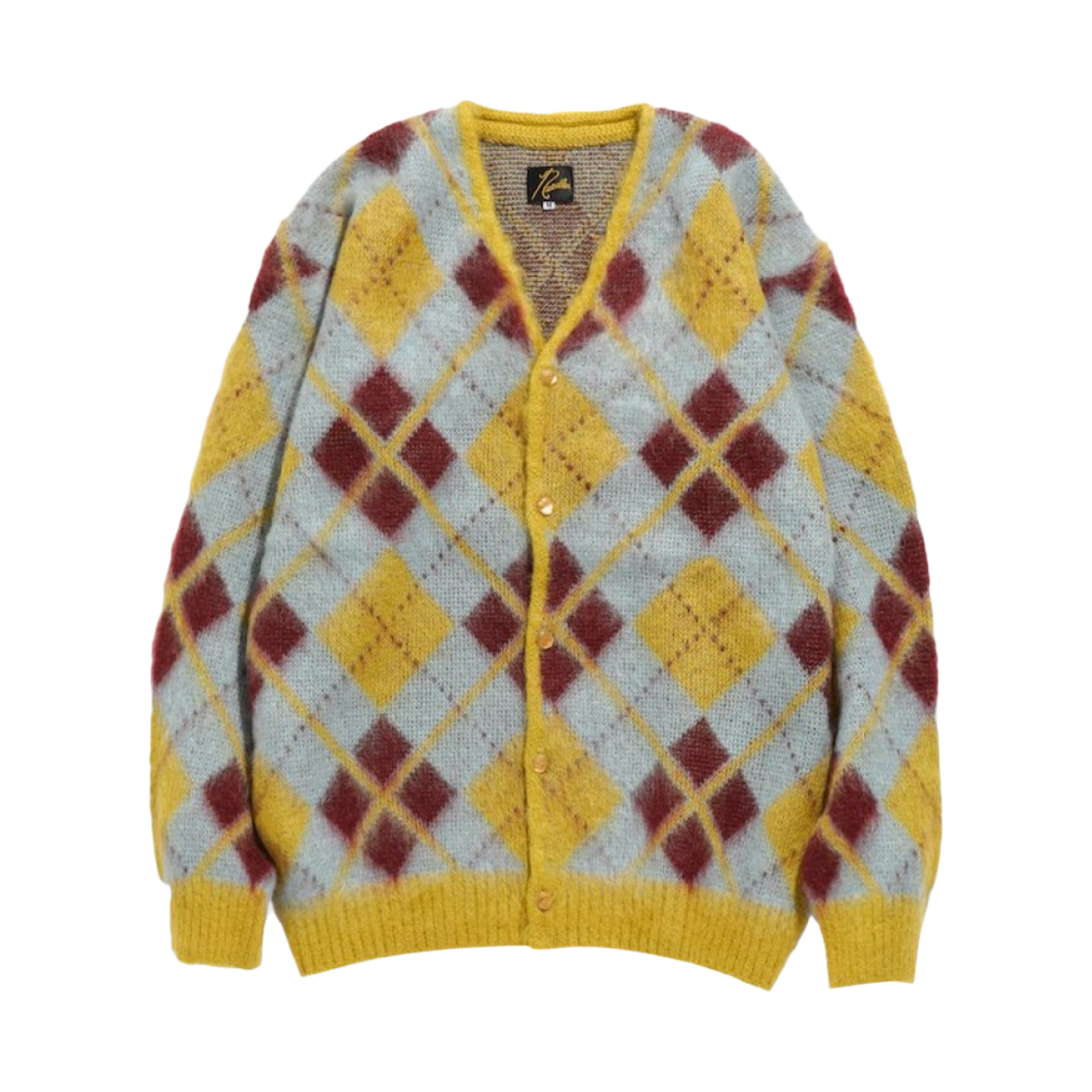 니들스 모헤어 가디건 아가일 옐로우