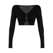 (W) Jacquemus Le Alzou Cropped Mohair Cardigan Black