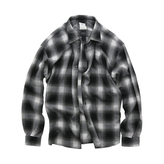 PL5PSH1342GC Polyteru Loosed Check Shirt Washed Green Ombre (Japanese Fabric)