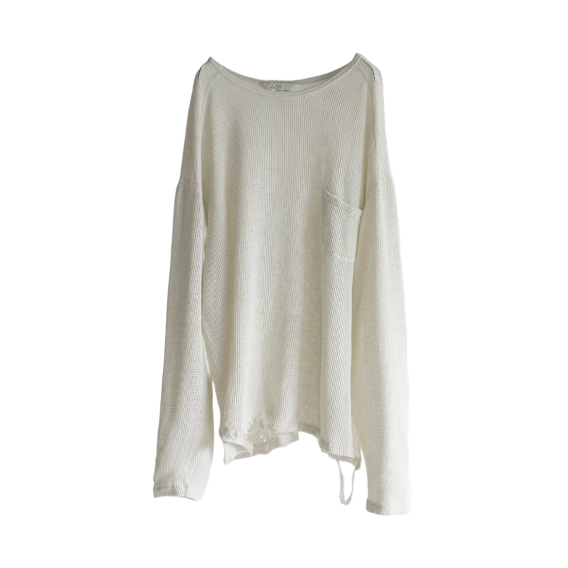 ANC-CT54-1 Ancellm Dyed Mesh LS T-Shirt White