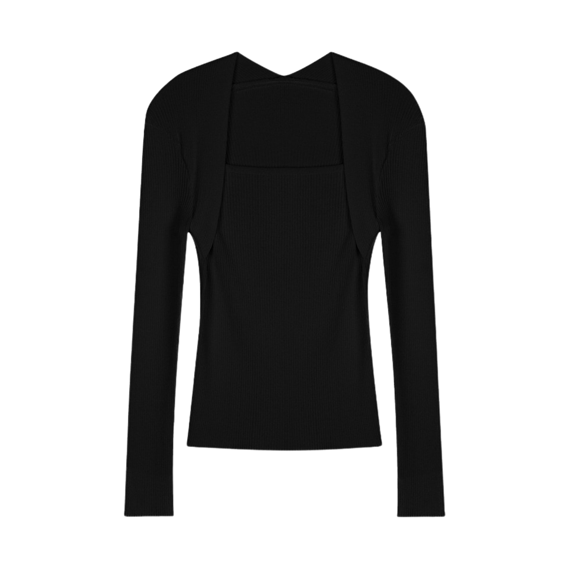 해브레스 우먼 모달 블렌드 스퀘어 넥 탑 블랙(Haveless Women Modal Blend Square Neck Top Black)