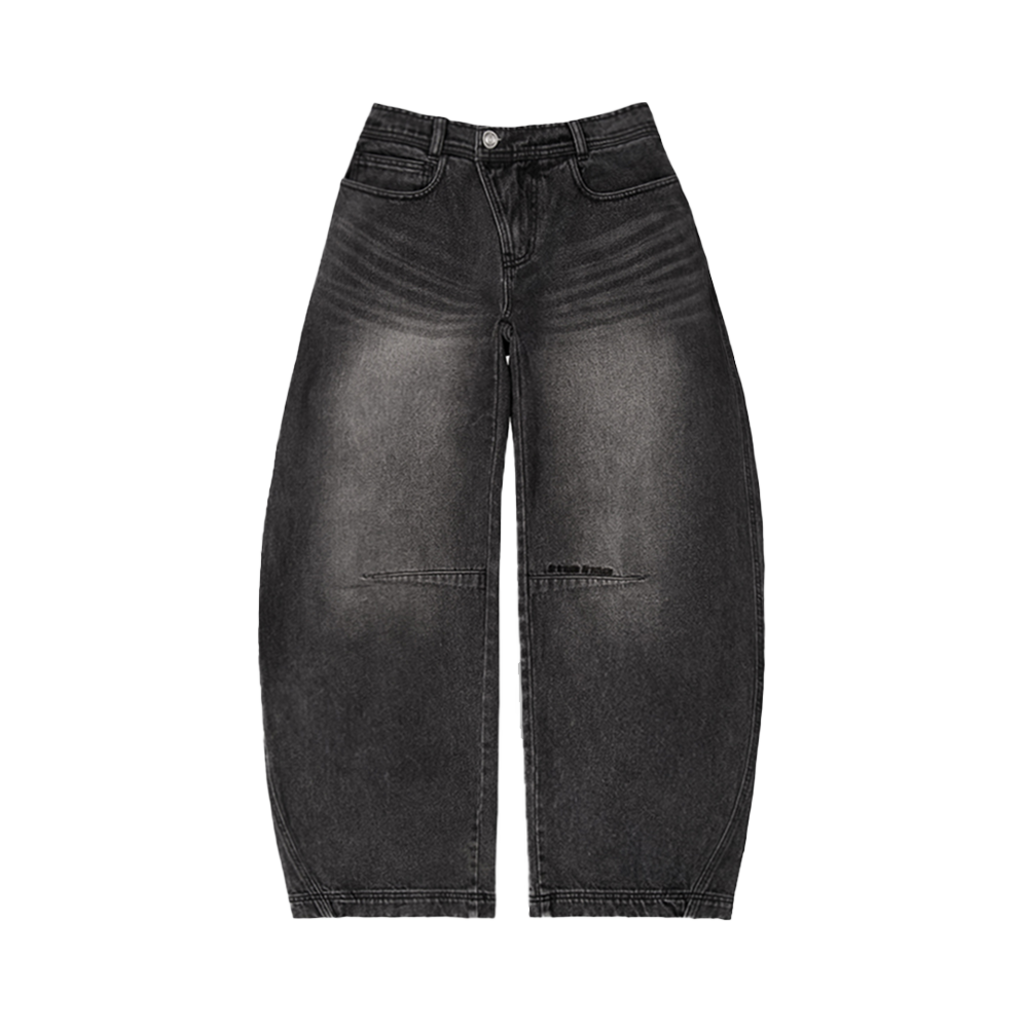 애티튜드 애티튜드 커브드 라인 워싱 와이드 데님 팬츠 블랙(AA Curved Line Washing Wide Denim Pants Black)